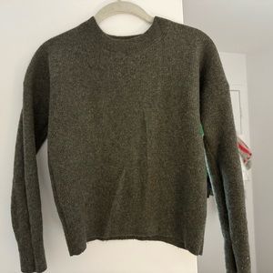 Green waffle Madewell cashmere crewneck